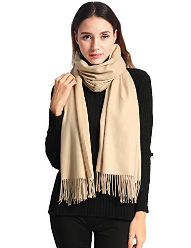 EASE LEAP Bufanda Mujer con Tacto Cachemira Fiesta Chal para Boda Suave Pashmina 200 * 70cm/(Beige)