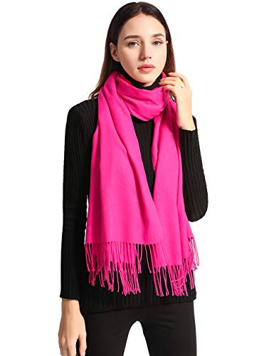 EASE LEAP Bufanda Mujer con Tacto Cachemira Fiesta Chal para Boda Suave Pashmina 200 * 70cm/(fucsia)