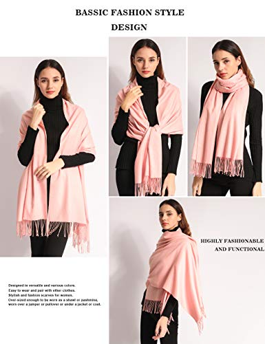 EASE LEAP Bufanda Mujer con Tacto Cachemira Fiesta Chal para Boda Suave Pashmina 200 * 70cm/(rosa maravilla)