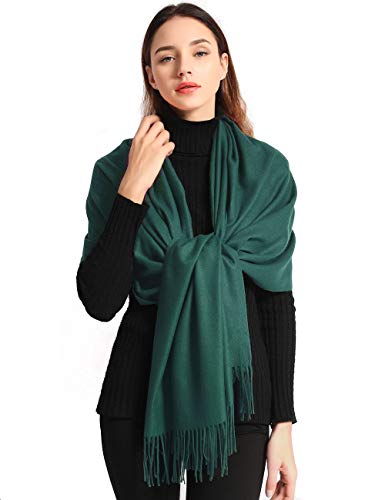 EASE LEAP Bufanda Mujer con Tacto Cachemira Fiesta Chal para Boda Suave Pashmina 200 * 70cm/(Verde oscuro)