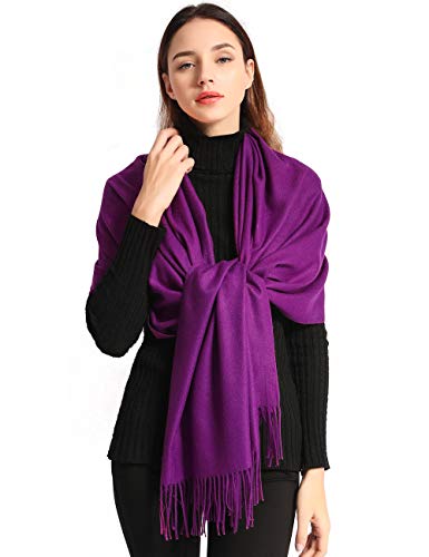 EASE LEAP Bufanda Mujer con Tacto Cachemira Fiesta Chal para Boda Suave Pashmina 200 * 70cm/(Violeta)