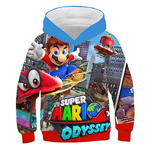 East-hai-buy Sudaderas con Capucha para Niños de 3 a 14 años, Juego Super Mario Bros Sudadera con Capucha Impresa en 3D, Suéter Abrigo Chaqueta para niñas