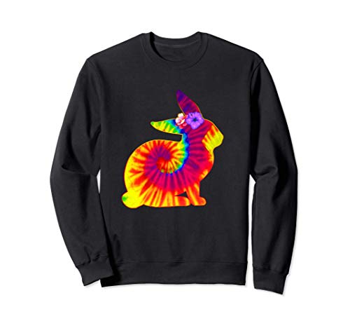 Easter Hippie Bunny Rabbit Tie Dye Print Top for Girls Women Sudadera