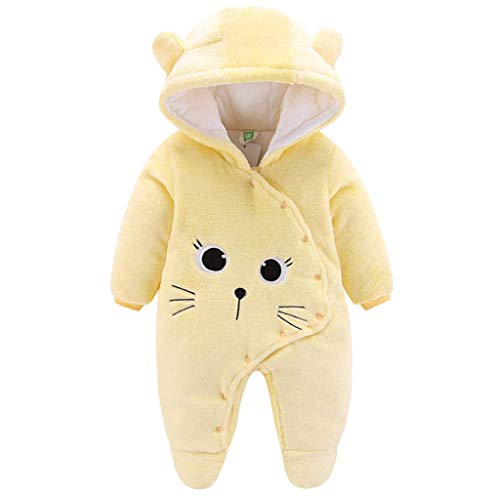 Eastery Bebé Mono De Lana De Niñas Invierno Capucha con Niños Estilo Simple Trajes De Nieve Mamelucos Cálidos Trajes De Color Caqui 3-6 Meses (Color : Gelb, One Size : 9-12Month)
