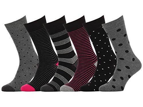 Easton Marlowe 6 PR Calcetines Estampados Hombre Mujer - 6pk #31, Mixto - colores neutros y brillantes, 43-46 UE
