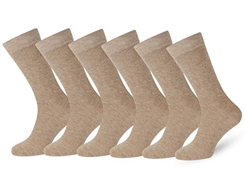 Easton Marlowe 6 PR Calcetines Lisos Negros Hombre Mujer, Algodón Peinado - 6pk #3-7, Arena, Beige - 39-42 talla de calzado UE