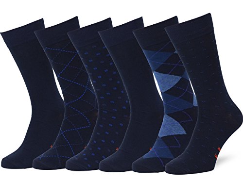 Easton Marlowe 6 PR Calcetines Sutilmente Estampados Hombre - 6pk #4-4, Azul - 43-46 talla de calzado UE