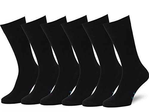 Easton Marlowe Calcetines Hombre Mujer 6 Pares Algodón Lisos Negros Vestir #3-6 Cintura Larga Respirable Cómodo 39-42