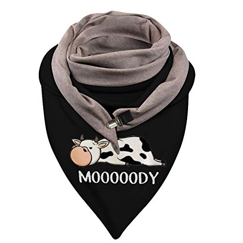 Eaylis Bufanda Caliente Malaya del botón del algodón del Animal del Gato de Las Mujeres Caliente Mantas Cozy Pashmina Bufanda Larga tartán Enrejado mantónBlackAFree Size