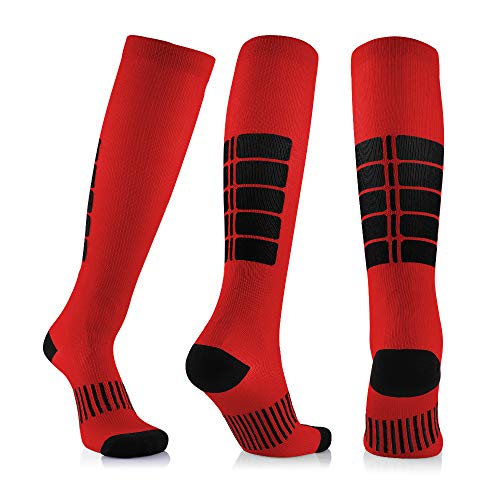 eaz Calcetines deportivos de compresión antideslizantes mejor para baloncesto, fútbol, correr, correr, mujeres, hombres, viajes, calcetines deportivos para hombres (color: rojo, tamaño: S M)