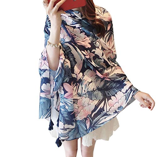 Ecroon Pañuelos Fular Foulard Mujer Bufandas Estampado Chales algodón Chal Estolas Pashminas Elegante Suave Bufanda Chal Cuello Tiras