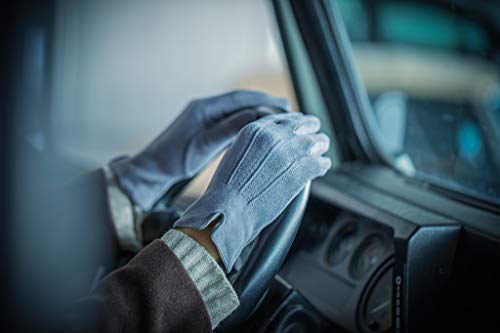 EEM vegetariano mujer guantes ARIANE, forro polar de peluche, mirada de gamuza gris moteado One size