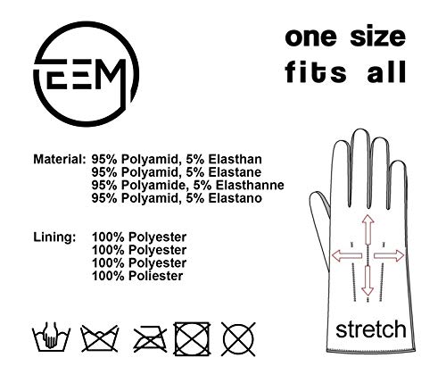 EEM vegetariano mujer guantes ARIANE, forro polar de peluche, mirada de gamuza gris moteado One size