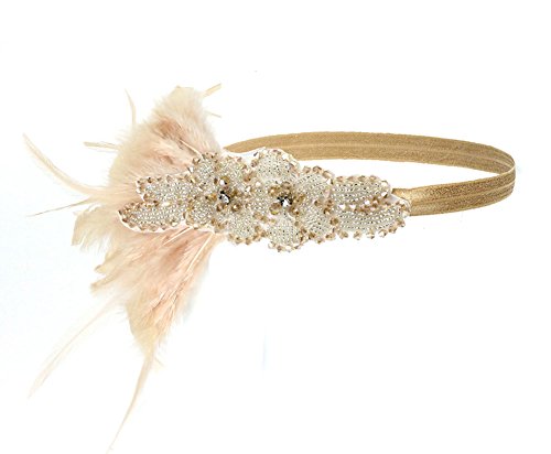 EEVASS Mujer Elegante Pluma Diadema Tocado Party Adornos Hermosa Venda (#2 champán)