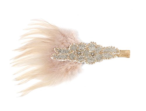 EEVASS Mujer Elegante Pluma Diadema Tocado Party Adornos Hermosa Venda (#2 champán)