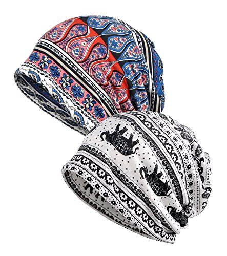 EEVASS Mujer Pañuelo Algodón Bandana Sombrero de Beanie Cabeza Transpirable Casquillo (# E, 2)