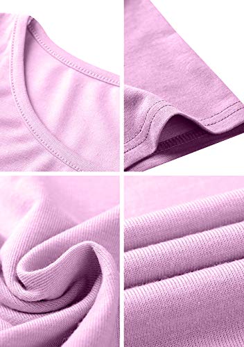 EFOFEI - Mini vestido de verano para mujer, estilo casual, estilo casual, para verano, elegante, cuello redondo, manga corta, varios colores morado claro L