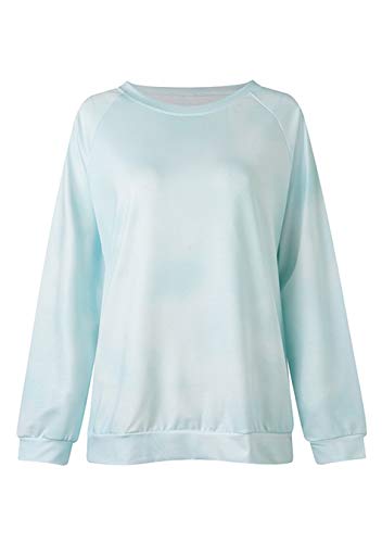 EFOFEI Sudadera para mujer Tie-Dye sin tirantes, de arcoíris, camiseta de manga larga con tinta casual. H azul cielo XL