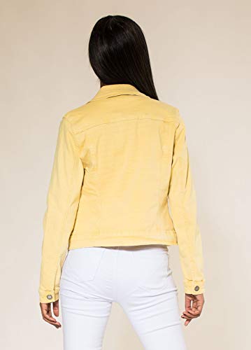 EGOMAXX Chaqueta Corta De Jeans para Mujeres Chaqueta Corta De Primavera Denim West, Color:Amarillo, Talla:36