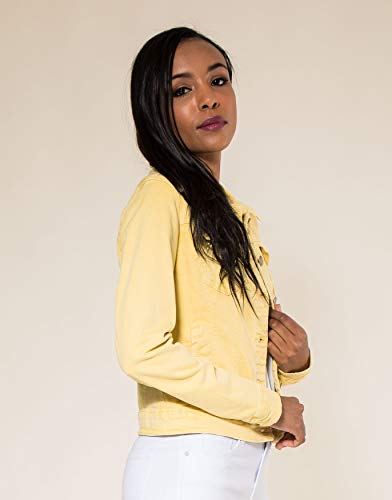 EGOMAXX Chaqueta Corta De Jeans para Mujeres Chaqueta Corta De Primavera Denim West, Color:Amarillo, Talla:36