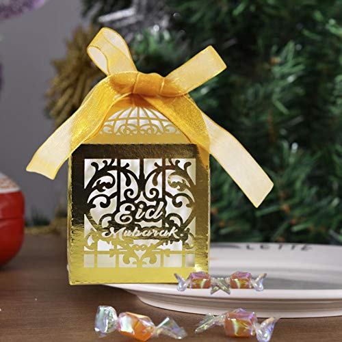 Eid Mubarak Caja de Regalo Ramadan Eid Candy Box Set Snack Sugar Chocolate Bag Ramadán Eid Party Decoraciones Eid Mubarak Paper Gift Bagparty Favor Gift Box Suministros para Fiestas Musulmanas