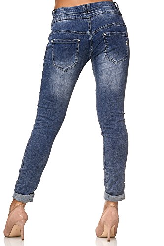 Elara Jeans para Mujer Boyfriend Baggy Botones Chunkyrayan Azul Oscuro C613MK/H-F Dk.Blue 38/M