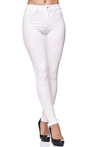 Elara Pantalón Elástico de Mujer Skinny Fit Jegging Chunkyrayan Blanco H13 White 36 (S)