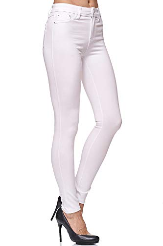 Elara Pantalón Elástico de Mujer Skinny Fit Jegging Chunkyrayan Blanco H13 White 36 (S)