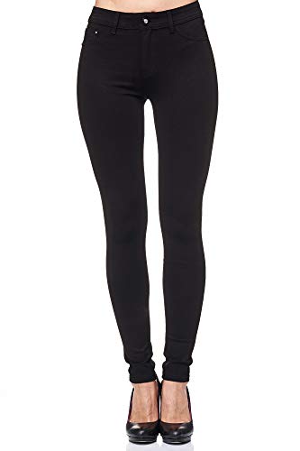 Elara Pantalón Elástico de Mujer Skinny Fit Jegging Chunkyrayan Negro H01 Black 50 (5XL)