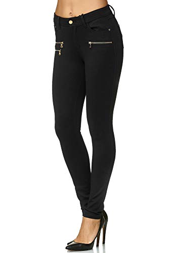 Elara Pantalones Elásticos de Mujer Skinny Fit Jegging Chunkyrayan Negro H86 46 (3XL)