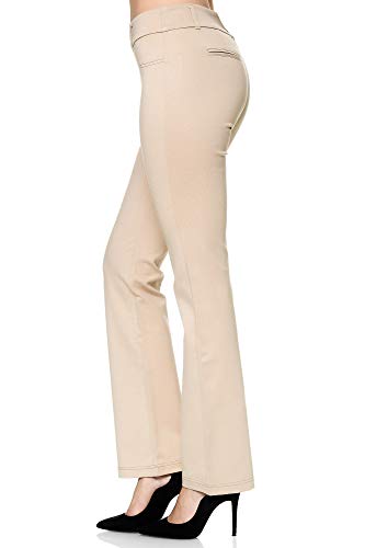 Elara Pantalones para Mujer Chunkyrayan Beige A146-8 Beige-38 (M)