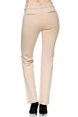 Elara Pantalones para Mujer Chunkyrayan Beige A146-8 Beige-38 (M)