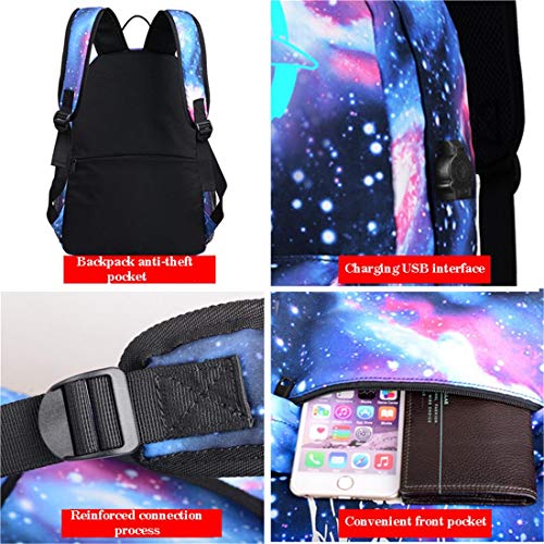 Electrical Shopping Mochilas Escolares Luminosas, Bolsa con Cerradura Antirrobo, Bolsa One Piece, Mochila para Computadora, Una Variedad De Patrones De Personalidad, 7-12 Años, Hombre/Mujer,C25&Lock