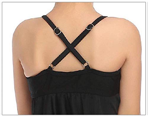 Eledobby Traje de Baño para Mujer y Niña 2 Piezas Conjuntos de Bikinis a Juego con la Familia Tankinis de Cintura Alta Volantes Padres e Hijos Ropa de Playa de Verano para Nadar Negro 8-10 Años