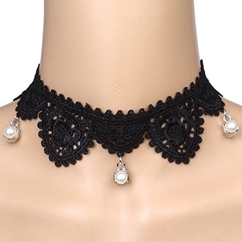 Elegant Rose - Lote de 23 gargantillas de terciopelo negro con colgantes de triángulo en aleación o cristal y encaje negro, efecto tatuaje, estilo gótico, para mujer