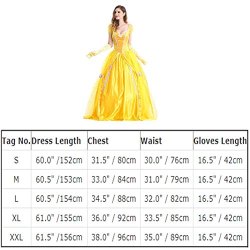Elegante Mujer Vestido Halloween Bella y la Bestia Fiesta Belle Princesa Cosplay Manga Corta Bowknot Falda Adecuado para Bodas Navidad cumpleaños Santa comunión Ceremonia Amarillo L