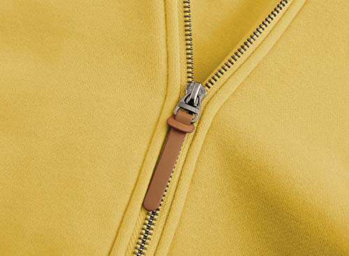 ELFIN Sudadera con capucha para mujer, con cremallera, para otoño e invierno amarillo M