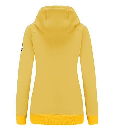 ELFIN Sudadera con capucha para mujer, con cremallera, para otoño e invierno amarillo M