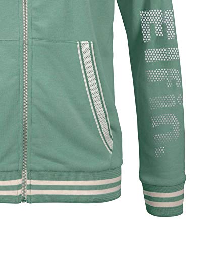 ELFIN Sudadera con capucha para mujer, de manga larga, con cremallera, con bolsillos, para otoño e invierno verde L