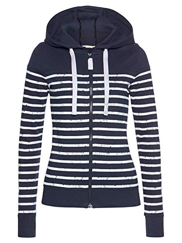 Elfin - Sudadera Deportiva con Cremallera para Mujer, con Cuello Alto Azul Marino XL