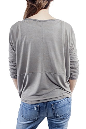 Ella Manue Ladies Women Oversize Shirt Camiseta para Mujer Longsleeve Jana , Size: M, Color: Grey