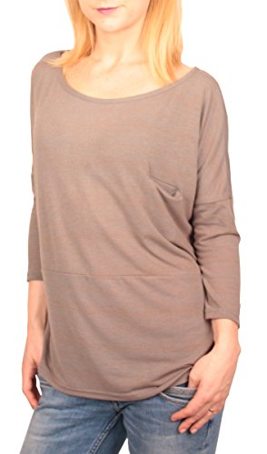 Ella Manue Ladies Women Oversize Shirt Camiseta para Mujer Longsleeve Jana , Size: M, Color: Grey