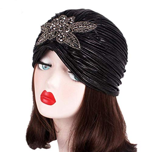 Elodiey Sombrero De Mujer Retro Mitblumen Sombrero De Sombrero Turbante ala Cap Años 20 Hood Primavera Sombrero De Otoño Sombrero (Color : Schwarz, Size : One Size)