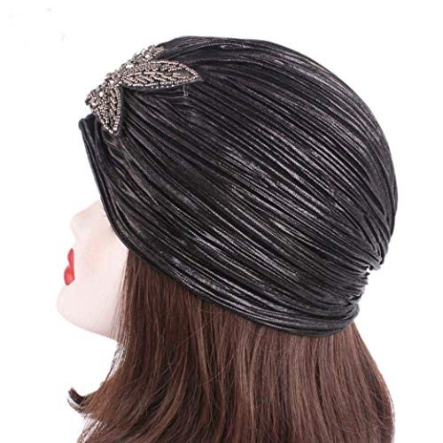Elodiey Sombrero De Mujer Retro Mitblumen Sombrero De Sombrero Turbante ala Cap Años 20 Hood Primavera Sombrero De Otoño Sombrero (Color : Schwarz, Size : One Size)