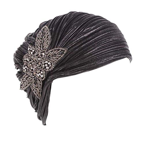Elodiey Sombrero De Mujer Retro Mitblumen Sombrero De Sombrero Turbante ala Cap Años 20 Hood Primavera Sombrero De Otoño Sombrero (Color : Schwarz, Size : One Size)