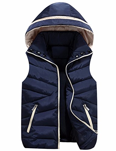 EMMA Chaleco Mujer Acolchado sin Mangas con Capucha de Cuello Alto Chaqueta Guateada con Cremallera