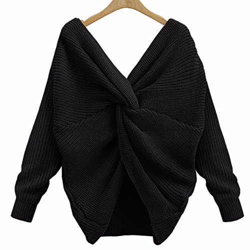Emma Mujer Jersey de Punto Primavera Suéter de Cuello V de Espalda de Las Mujeres Knit del Batwing Oversize Ancho Tejer Sueter