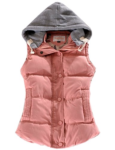 EMMA Mujeres Chaleco Acolchado con Capucha Desmontable Botón Caliente del Invierno Abajo Chaqueta sin Mangas