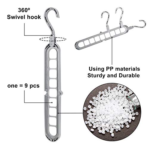 Emooqi 10 PCS Magic Hanger, Perchas Que Ahorran Espacio/Perchas Ropa Organizador,9 Hoyos Perchas De Almacenamiento Plegables,Girar Libremente 360 ​​Grados Soporte para Colgador