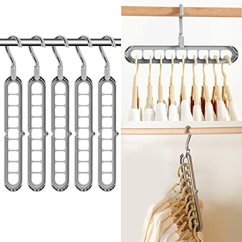 Emooqi 10 PCS Magic Hanger, Perchas Que Ahorran Espacio/Perchas Ropa Organizador,9 Hoyos Perchas De Almacenamiento Plegables,Girar Libremente 360 ​​Grados Soporte para Colgador
